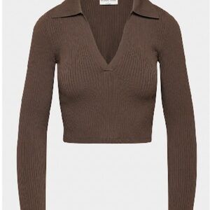 Aritzia Babaton Sculpture Knit Polo Longskeeve Size XS